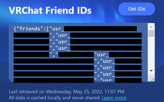 Get your friend ids from vrchat!