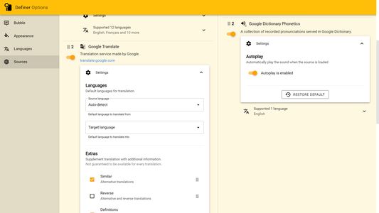 Configure sources. Make it fit your preference.