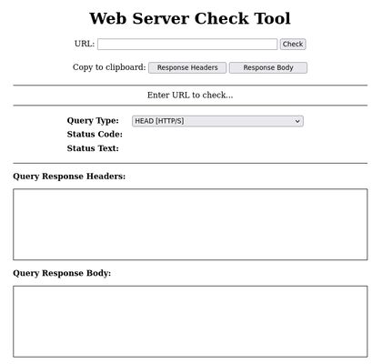 Web Server Check Tool Initial Screen