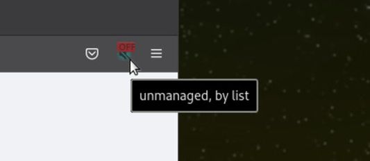 unmanaged, via preference exclusion list (automatic mode + list entry)