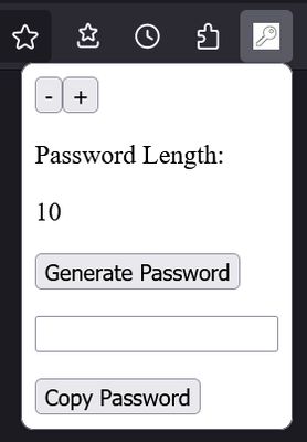 UI of the password generator