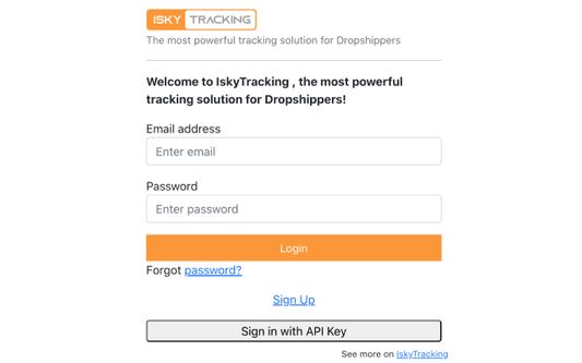Login into IskyTracking