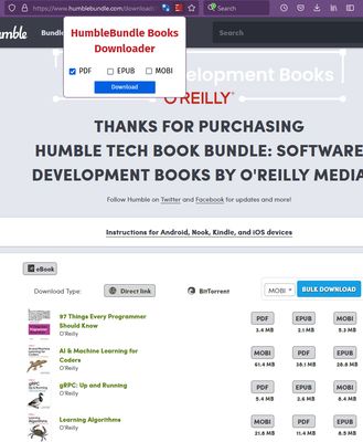 Go to the book bundle download page and click on the address bar icon. Select the desired formats and click the download button. Note! It takes a while for the "Save As" dialog to appear.