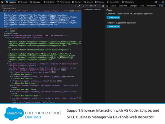 Screenshot of SFCC DevTools Panel