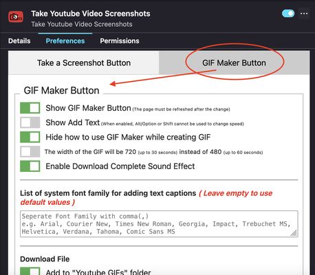 Add-on Preferences - GIF Maker Button
