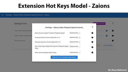 Free Easy-to-use extension to get full access to video playback speed on udemy.com. using this extension you will be able to adjust your udemy course video player speed from 01.s - 4s with fine-tune adjustment of 0.1s step rate. In short start learning at your speed :) - Zaions.com