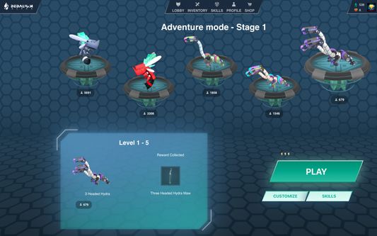 Play and advance levels on the adventure mode