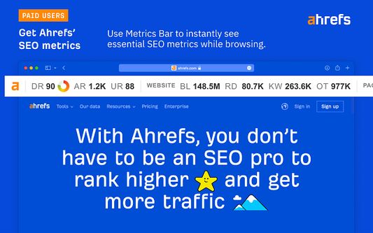 A bar with SEO metrics (for Ahrefs subscribers)