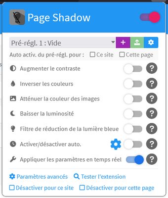 Extension menu - In French