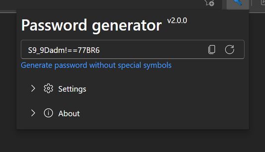 Password generator tab (dark)