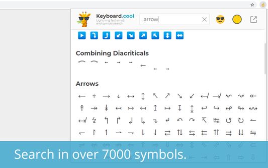 Search in over 7000 symbols.