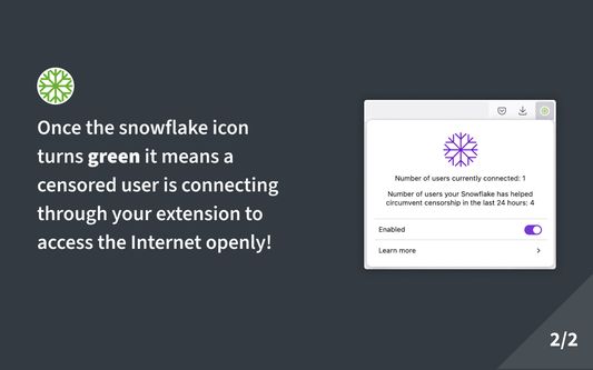 The Snowflake extension popup window with users connected.
