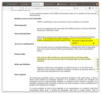 Showing annotations on a web page, highlighting the phrases they target.