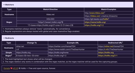 Re-Nav Matchers & Redirects (version 0.3.0).
