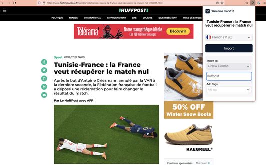 Importing a French news article from Huffpost France