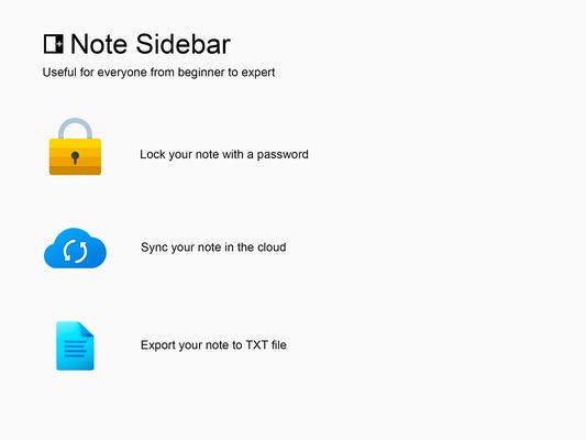 Lock your note, sync it to the cloud, and export to TXT file