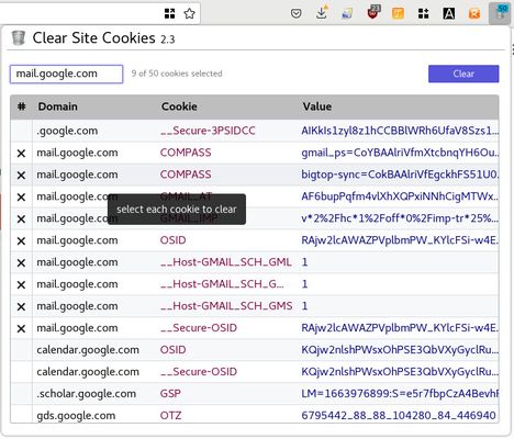 The cookies are selected by the subdomain 'mail.google.com.'