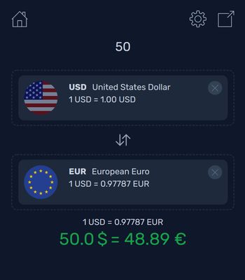 Currency Converter NEO converts the amount instantly, without any interactions on buttons.