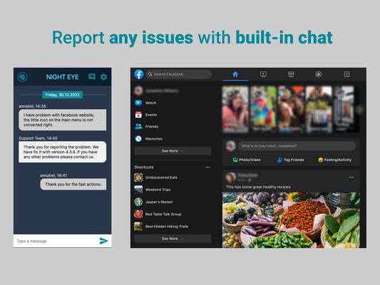 Report any issues with built-in chat