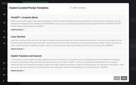 Curated prompts