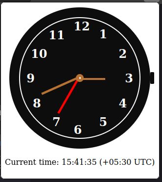 Analog clock shown in a pop-up