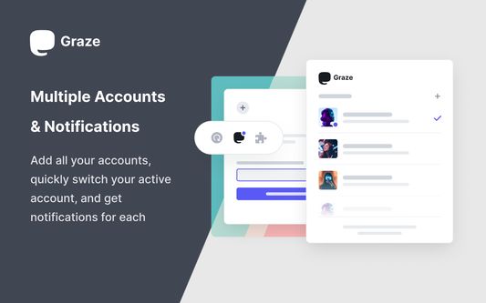 Multiple Accounts & Notifications, Add all your accounts, quickly switch your active account, and get notifications for each