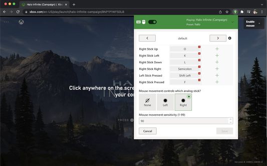 Customize keybindings and sensitivity and save them as profiles
