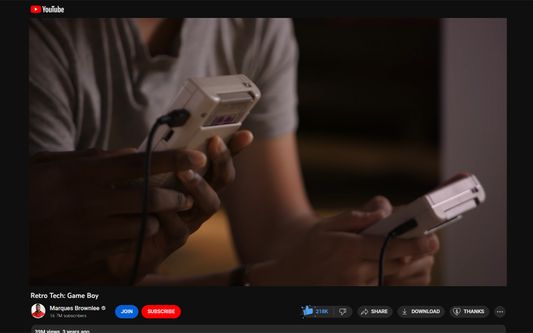 MKBHD's YouTube Original, Retro Tech's watch page. The Subscribe button is returned to the better red color. The Join button is returned to it's blue color. The like button is returned to it's blue color, while keeping the new animation.