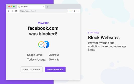 Block websites - prevent overuse and addiction by setting up usage limits.