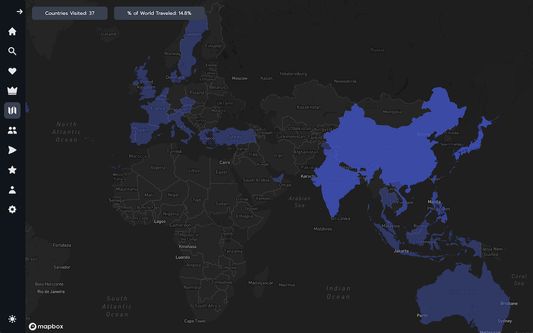 Track all the countries you've traveled to