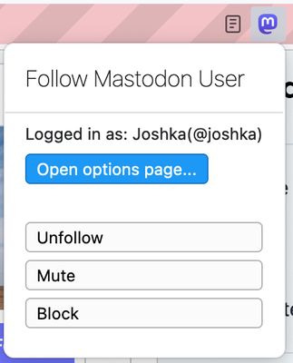 Follow Mastodon User page button