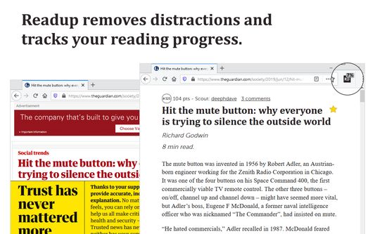 Readup removes distractions and tracks your reading progress.