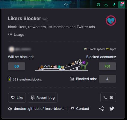 You can watch the blocking process in the extension