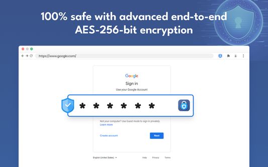 100% Safe with advanced AES-256-bit encryption