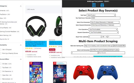 Example of creating "buy sources" part of task on random website
