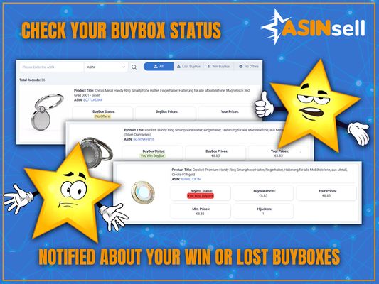 Check your BuyBox status everytime and notified about your win or lost BuyBoxes.