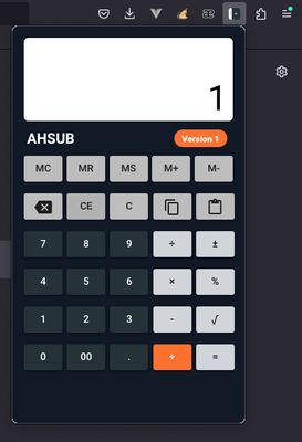 AHSUB calculator screen.
