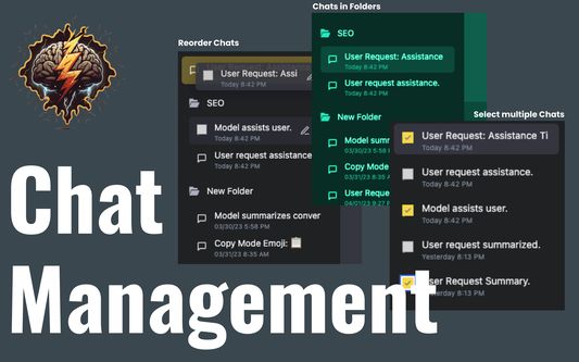 Chat management, folders, select multiple, reordering