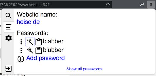 Password list for a website