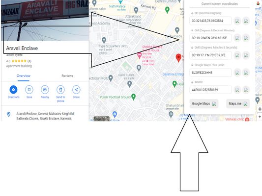 Getting coordinates by clicking on icon right side of google maps.