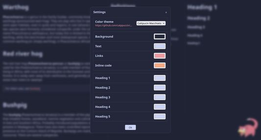 Customizable colors, built-in themes
