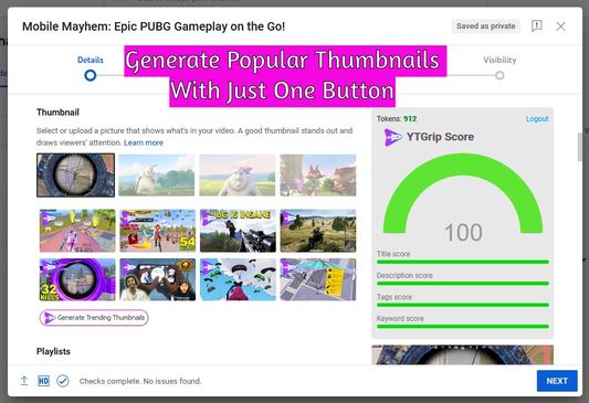 Generate cool Thumbnails for YouTube videos for just one button