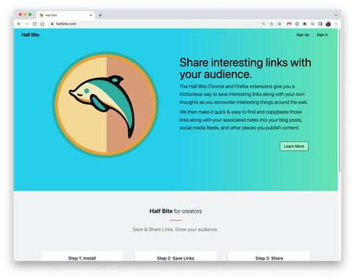 The Half Bite Website gives you a central location to store, manage, and share all the best links you discover around the internet.