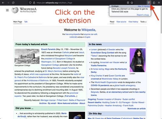 Click on the extension