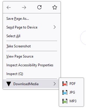 Right-click to open the context menu and select from submenus to download the files of a particular type. This is the "default" configuration.