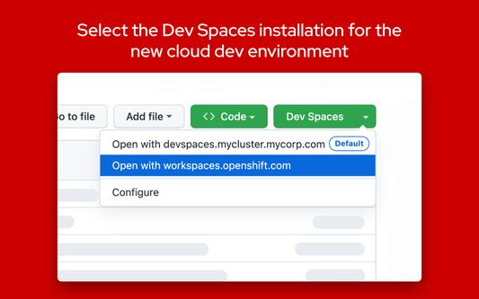 Select the Dev Spaces installation for the new cloud development environment.