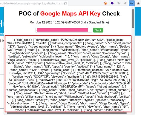 POC of The Google Maps API Key is enabled, and it can be exploited by attackers for personal purposes.