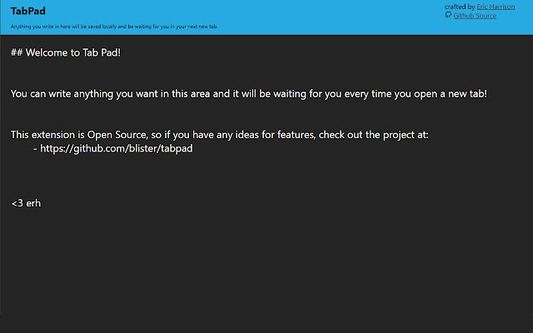 This is TabPad! A nice, handy, scratch pad waiting for you on every new tab.