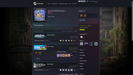 The items applied to an example profile.