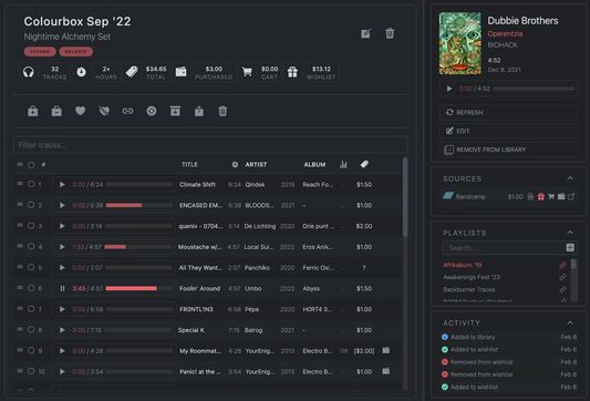 Playlist view of the TrackDen dashboard